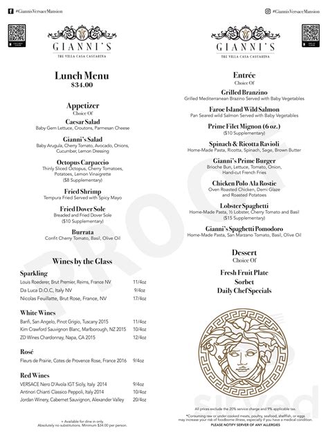 gianni's versace mansion dress code|gianni's Versace mansion menu.